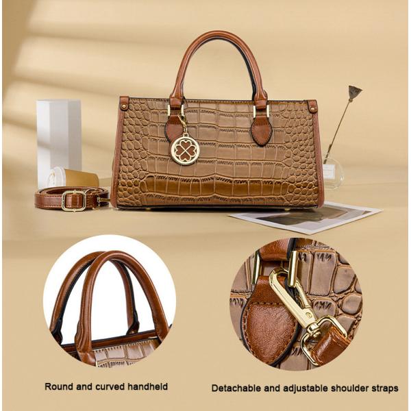 PU Women Fashion Handbag Crocodile Pattern Handbag Retro Pillow Type