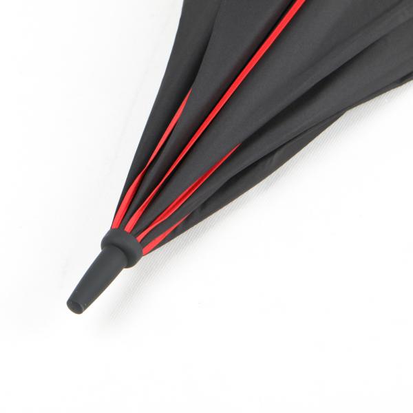 Double Layer Curved Handle Umbrella Red And Black With Red Seam And Pole