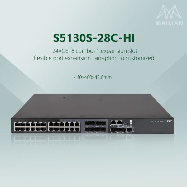 H3C S5130S-HI Next-Gen Layer3 Managed Gigabit Ethernet Switch,Enterprise Network Device with 10G SFP+ Uplink,IRF Stacking & Dual Stack IPv4 IPv6 for Data Center Office Network