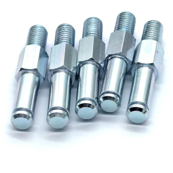 Zinc Plated Steel Stud Bolts CNC Machined Hex Shoulder Pins With Threaded End