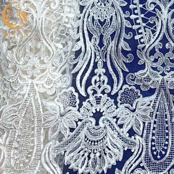 Ткань шнурка Sequin французской последовательности белая Bridal для платья свадьбы