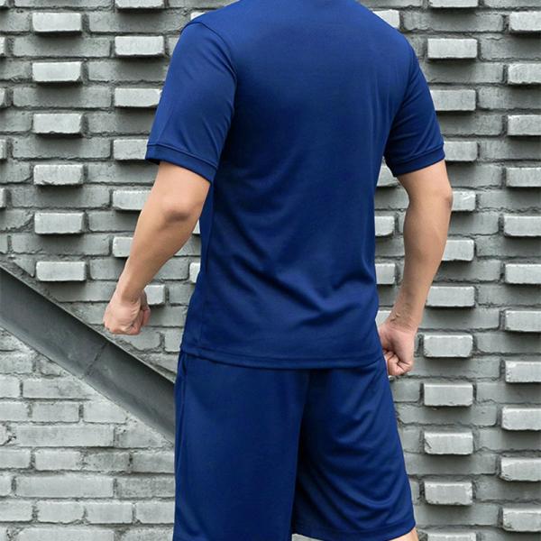 Polyester Blue Crew Neck Military Tactical Shirts Moisture Wicking Physical Training