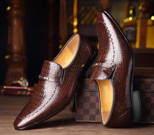 High Quality Men Business Leather Shoes Imitating Crocodile Pattern Leather Shoes