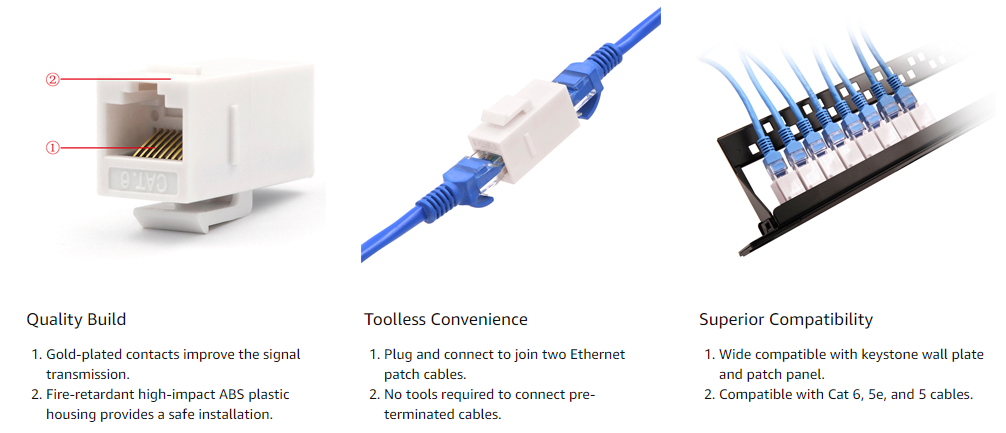 8 муфта Pin пластиковая RJ45 Cat6 UTP встроенная