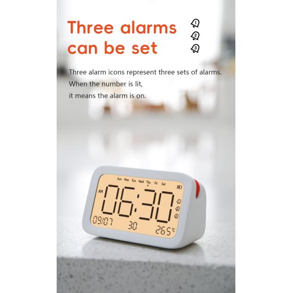Orange Dot Kids Alarm Clock with Cute Backlight Dual Function Analog-Digital Design Modern Wake-up Light Smart Quartz-for Kids