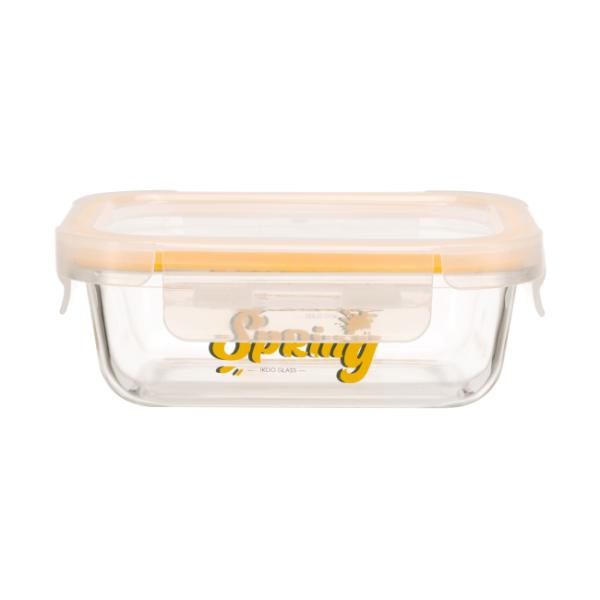 4-Lock Oven Safe Rectangular Custom Glass Food Container with High Borosilicate Glass