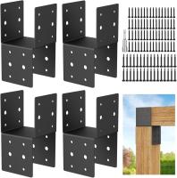 Connecteur d'ancrage de poste en acier 4 pièces Cap & Tie Bracket Set sécurise les poteaux aux ponts en bois avec des vis
