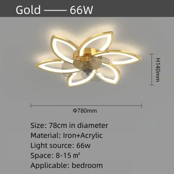 Remote Control Living Dining Table Room Bedrooms Fan Lighting Fixtures Petals led Ceiling fan light(WH-CLL-57)