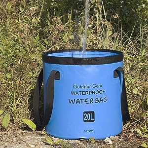 Collapsible Bucket 5.3 Gallon Portable Camping Outdoor Buckets Water Container Basin Foldable for Hiking Travel