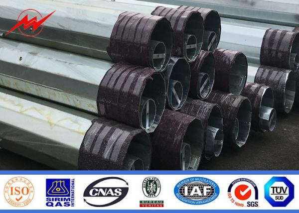 Hot Dip Galvanized Steel Pole Utility Power Electric Transmission Poles With Accessories