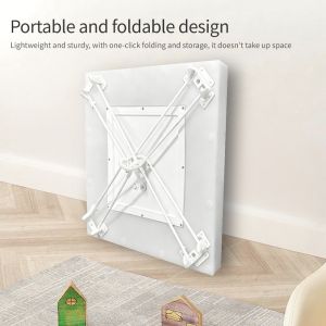 Constant light LED table, foldable square light table with steady warm white glow, wooden top and foldable legs, 50x50cm, ideal for home decor and dining