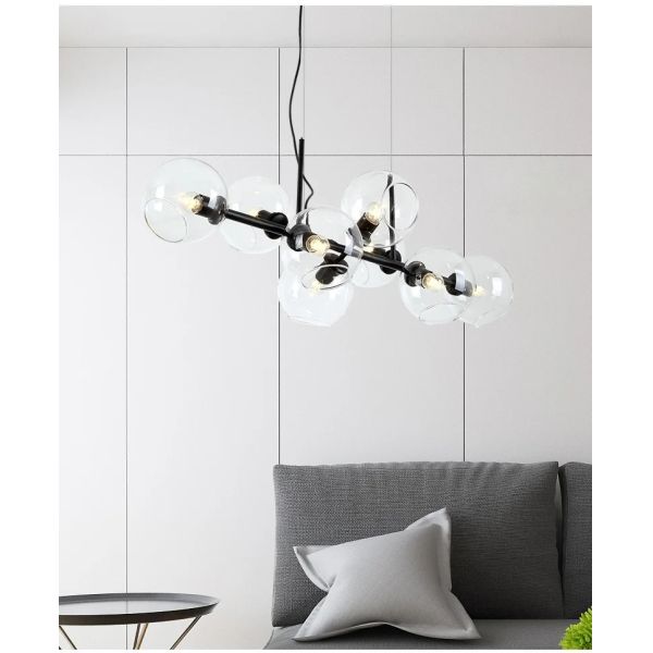 Nordic Glass Chandelier for Dining Room Kitchen Living Room Bedroom Glass Ball Black Ceiling Pendant Lamp (WH-AP-671)