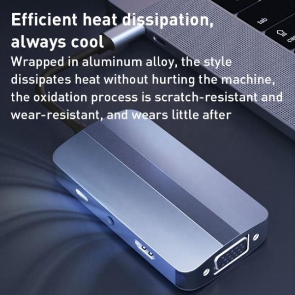 Grain 5 en 1 Hub USB-C Type-C vers HDMI USB3.0 USB2.0 SD TF Adapter Hub avec lecteur de carte