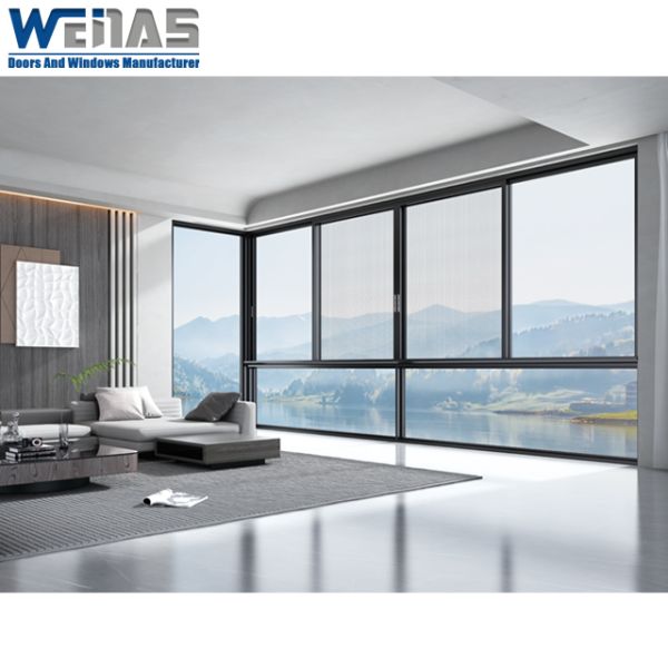 Thermal Break Design Aluminum Horizontal Double Glazed Sliding Windows
