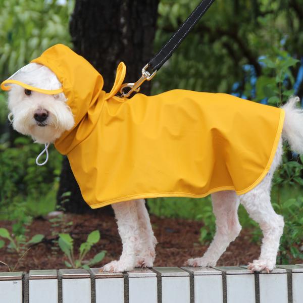 Poncho Style Waterproof Reflective Dog Raincoat with Harness Opening and Poop Bag Pocket