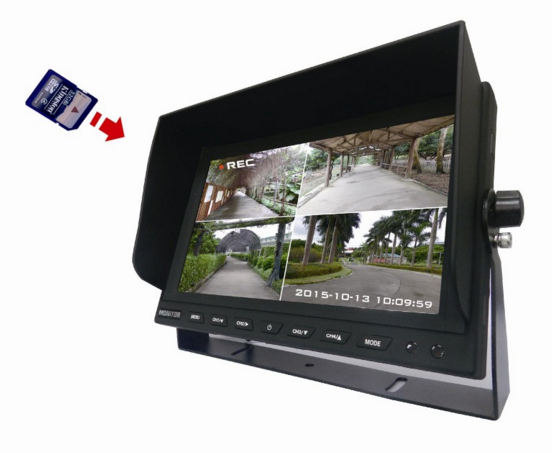 12-24V 4 Split LCD 7/ 9 inch Digital TFT Car Monitor with Sun Visor , 32GB SD Card