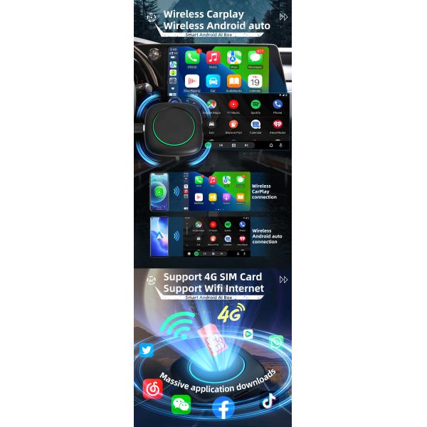 Алюминиевый сплав Carplay Box Android 13 Для Kia Vw Toyota Peugeot Volvo