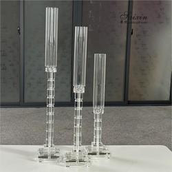 ZT-051 Metal Glass Candlestick Holder 3 pcs Set Mesa Alta Centro de Pedaço Decoração de Casamento Supplies Crystal Candlestick Holder