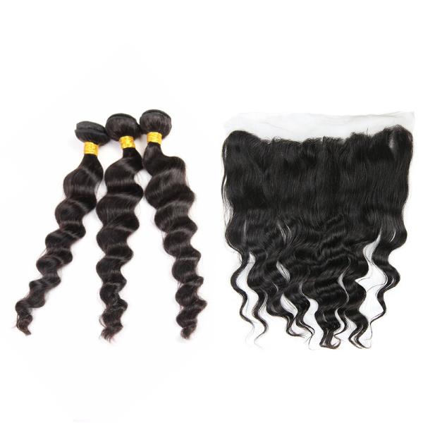 Natural Raw Indian Virgin Human Hair Weave Loose Wave Without Chemical Process