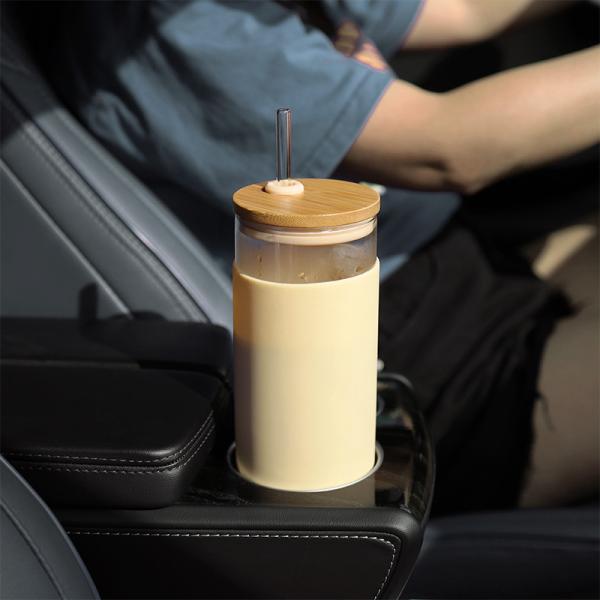 el almacenamiento del vidrio del silicón 21oz embotella el vaso With Straw
