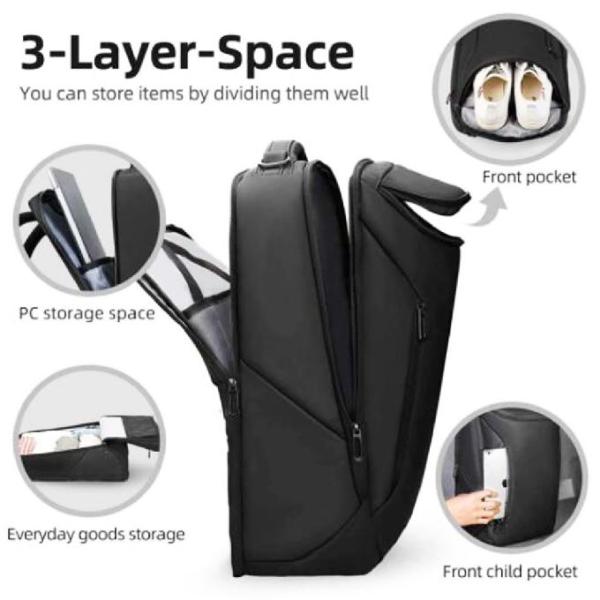 mochila de encargo del ordenador portátil de la prenda impermeable del negocio con el puerto de la carga por USB
