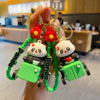Pendientes de llavero de silicona para el bolso, lindos amuletos de llavero de panda