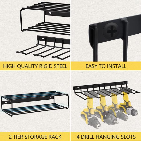 Organiseur d'outils électriques standard à 3 couches monté sur le mur 43*19*10cm Porteur de stockage d'outils