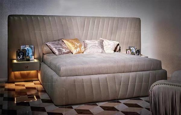 A mobília moderna contemporânea do quarto ajusta o quadro interno Matte Fabric Bed da madeira maciça