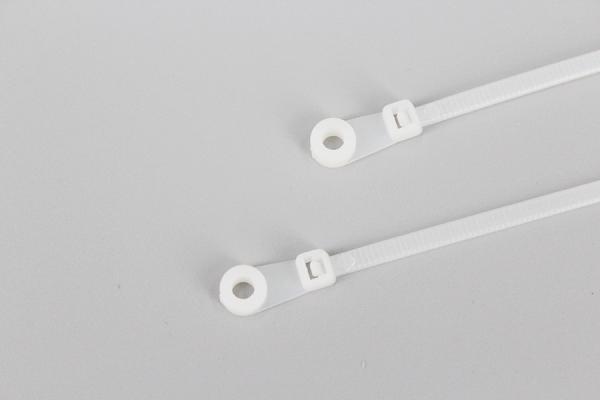 DEMOELE 3*200mm size white and black color mountable head self-locking cable ties with hole for screw install zip ties