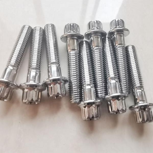 Universal Compatibility M7x32 Steel Chrome Plated 12 Point Wheel Bolt with Universal Fitment and Durable Chrome Coating