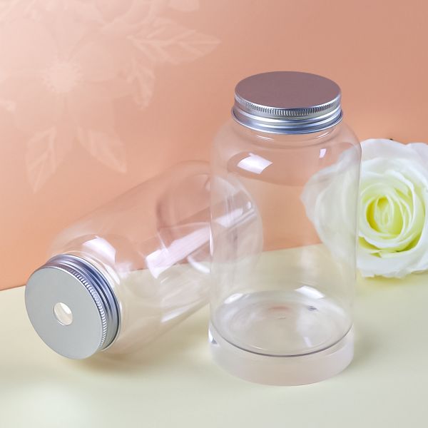 Transparent Plastic Milk Tea Bottle with Food-grade PET Material and Threaded Cap for Leak-proof Sealing