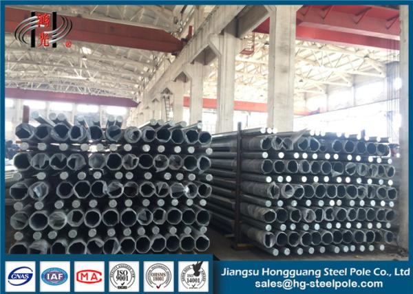 Custom Hot Dip Galvanised Steel Tubular Pole , Metal Electric Power Pole