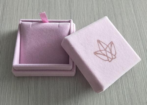 Pink Velvet Rigid Box Lid Insert Inner Tray For Jewelry Ring OEM / ODM Available