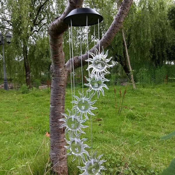 Solar Powered Wind Chime Light LED Color Changing Outdoor Lamp for Garden ABS Material