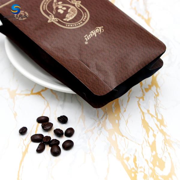 Moisture Proof Coffee Packing Bag Zipper Flat Bottom Coffee Bag With Valve
