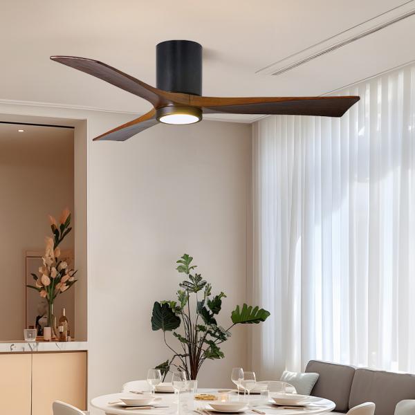 Fabrique de lampes de ventilateur de plafond LED - HFBH modèle 657 design moderne 3 lames en bois massif 42 52 pouces ventilateur de plafond avec lumière