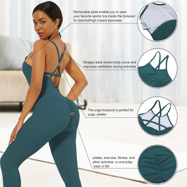 75% Nylon 25% Spandex Fitness Women Workout Jumpsuit Activewear Tracksuits by HEXIN