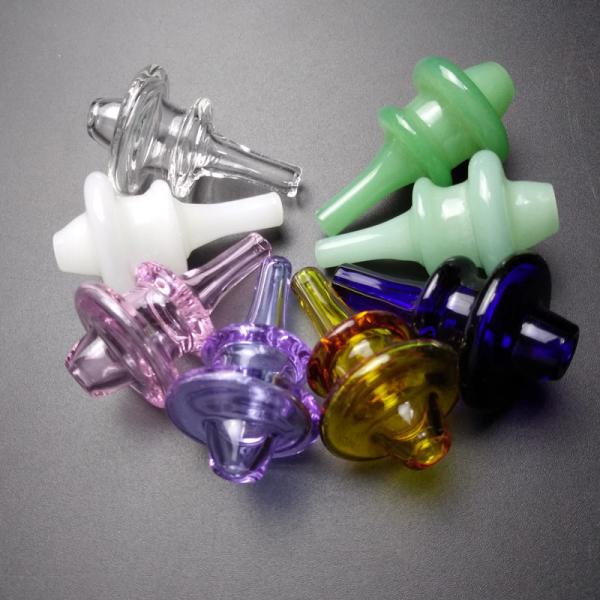 Small Bubble Carb Cap With Hole , Glass Carb Cap For Quartz Nail Dab Rigs