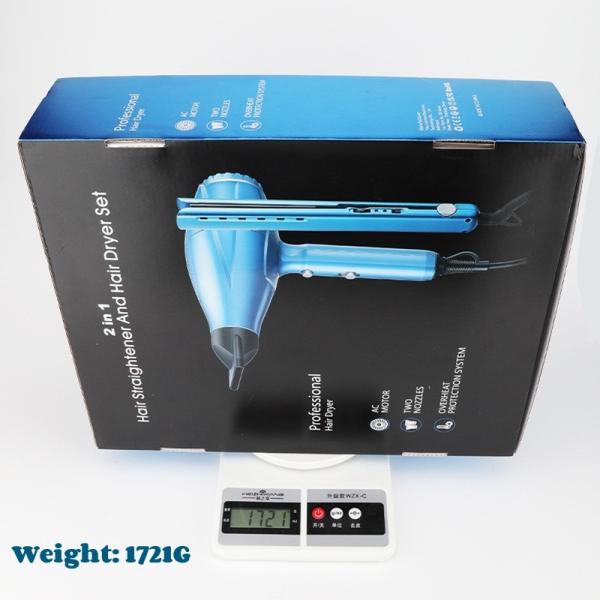 2 em 1 secador de cabelo e alisador de cabelo conjunto profissional de alta potência 2200W cuidados com o cabelo conjunto de presente