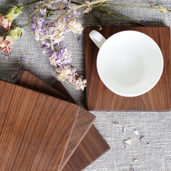 Custom Logo Acceptable Walnut Cherry Wood Coaster for Eco-Friendly Minimalist Design Style