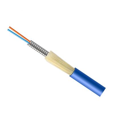 Indoor Metal 2 Core Fiber Optic Wire Active Optical Cable OFC SM PVC Blue Jacket