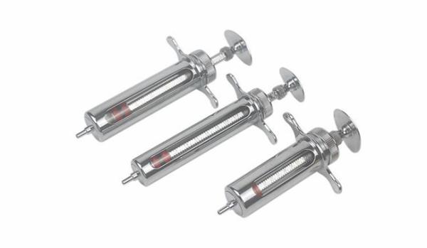 Lock Pin Sets 30ml Veterinary Metal Syringe Needle 15cm Pet Health Care