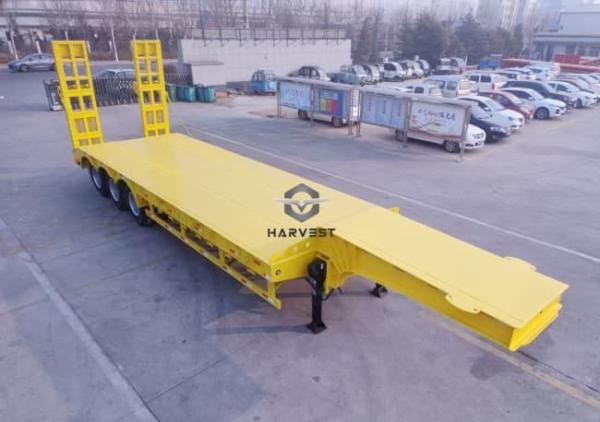 3 Axle Heavy Duty Semi Trailer Low Bed Mechanical Ladder Sale to Tanzania