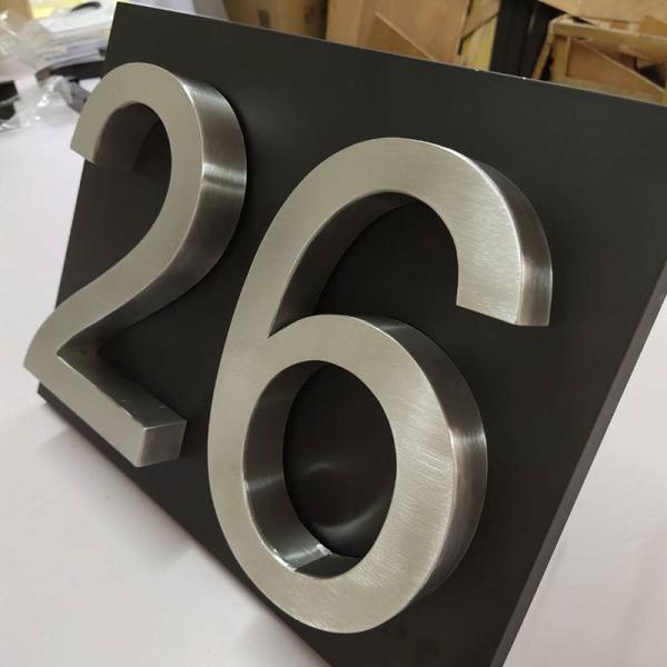 Modern Extra Large 3D Outdoor House Number Plaque Brushed Stainless Steel Finish Metal Door Numbers and Letters Plate Sign