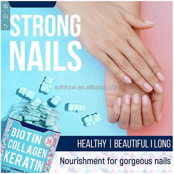 Women Vegan Private label Beauty Skin Care Hair & Skin & Nail Vitamin C Biotin Collagen Hyaluronic Acid Gummies