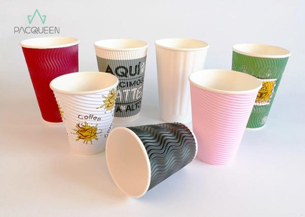 Hot Chocolate / Coffee Take Out Cup , Ripple Wall Paper Cup For Hot Drinks