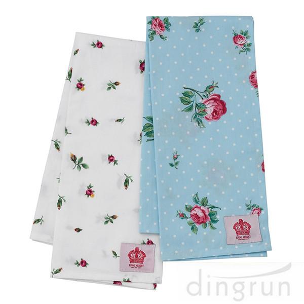 100 Cotton Woven Kitchen Towels Flower Design Fast Dry Environment Friendly