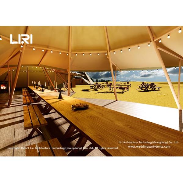 Polyester Taffeta Outdoor Glamping Tent Log Wall And Wooden Structure