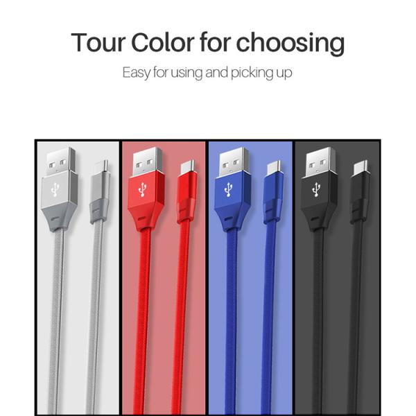 Flat Braided USB 2.0 Type C Cable OEM 3A Fast Charging Cable