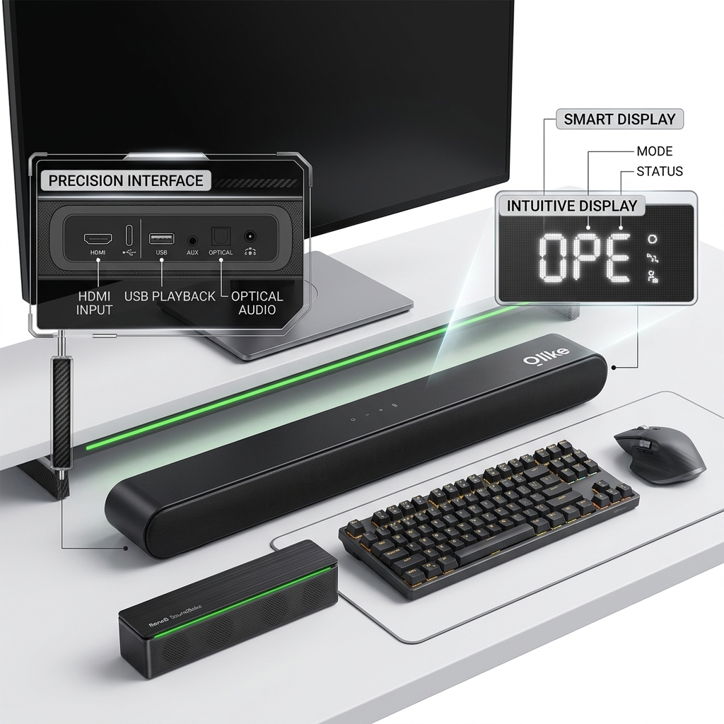 PC waterproof Soundbar Speaker AS1821 45CM RGB Compact Desktop Audio Monitor Speaker Video Calls